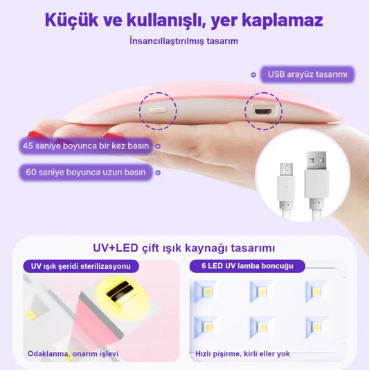 UV Lamba Taşınabilir Tırnak Kurutma Makinesi (Jel ile Kullanılmalı)