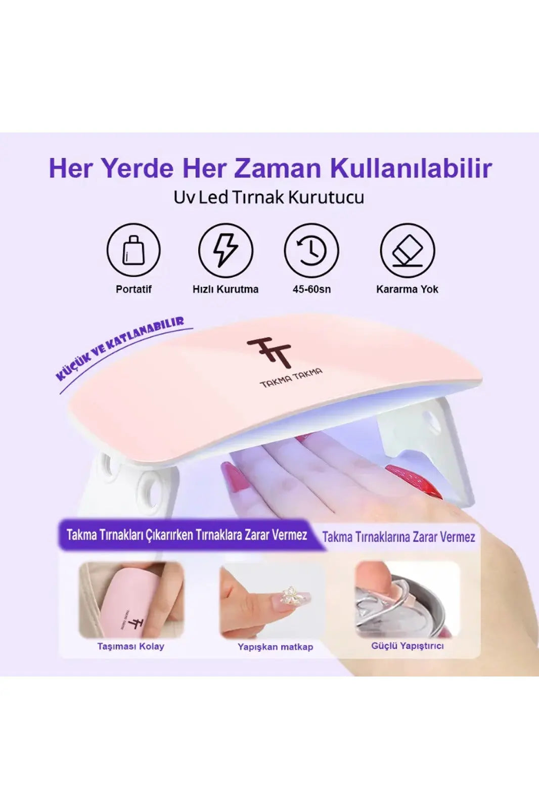 UV Lamba Taşınabilir Tırnak Kurutma Makinesi (Jel ile Kullanılmalı) TTLAMB01 Takma Takma