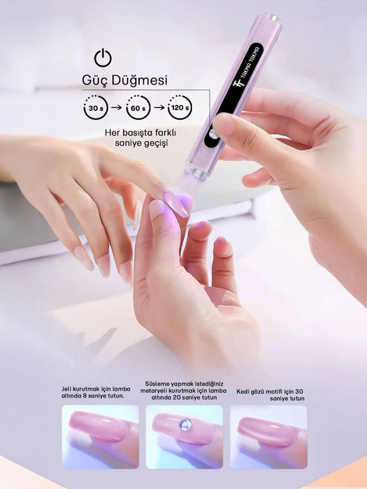 UVKCM Taşınabilir Güçlü Kalıcı Oje ve Protez Tırnak Kurutma Mini UV Type-C Şarjlı,
