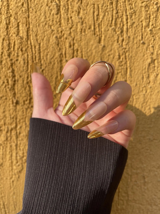 10'lu Beyaz Uzun Badem TT1008 Tekrar Kullanılabilir El Yapımı Protez Takma Tırnak