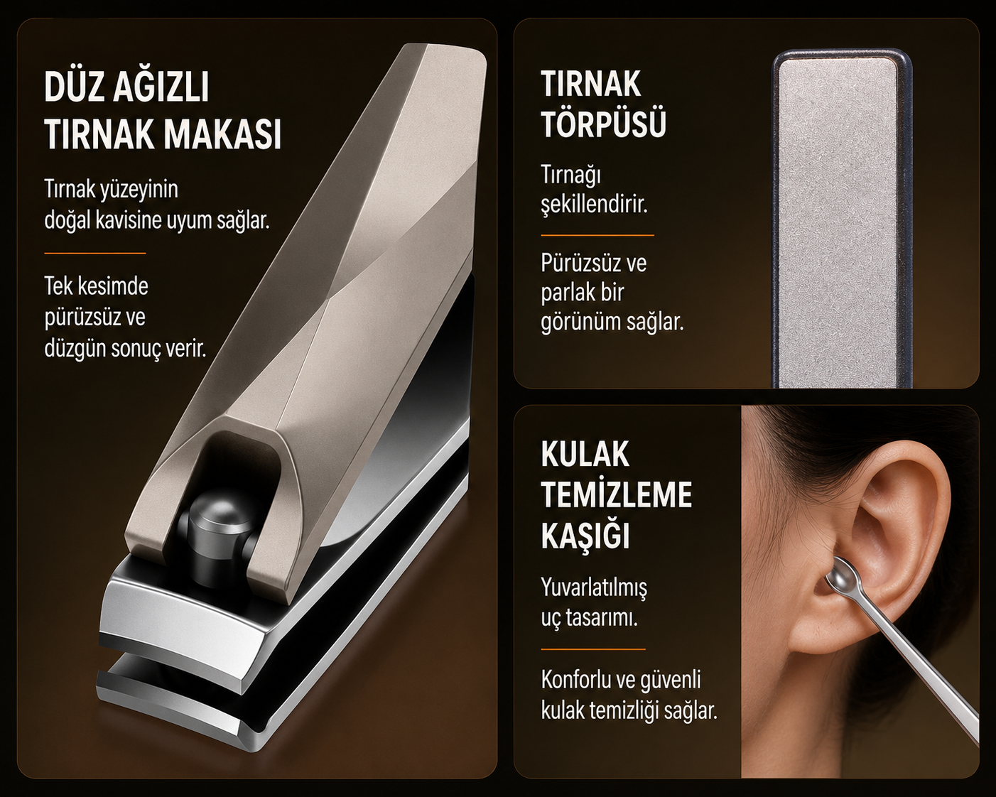 YTMS1752 7 Parçalı Profesyonel Manikür & Pedikür Çelik Bakım Seti Tırnak makası