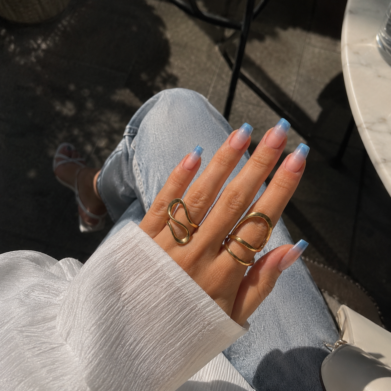 Cat Eye Orta Balerin El Yapımı Jel Takma Tırnak TT1174