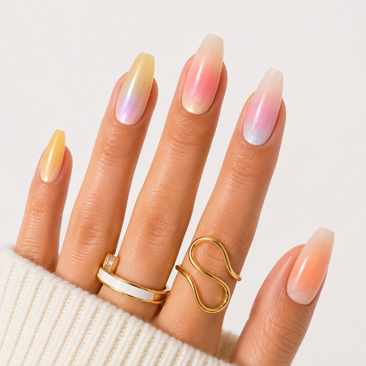 Nail Art Orta Balerin El Yapımı Jel Takma Tırnak TT1173