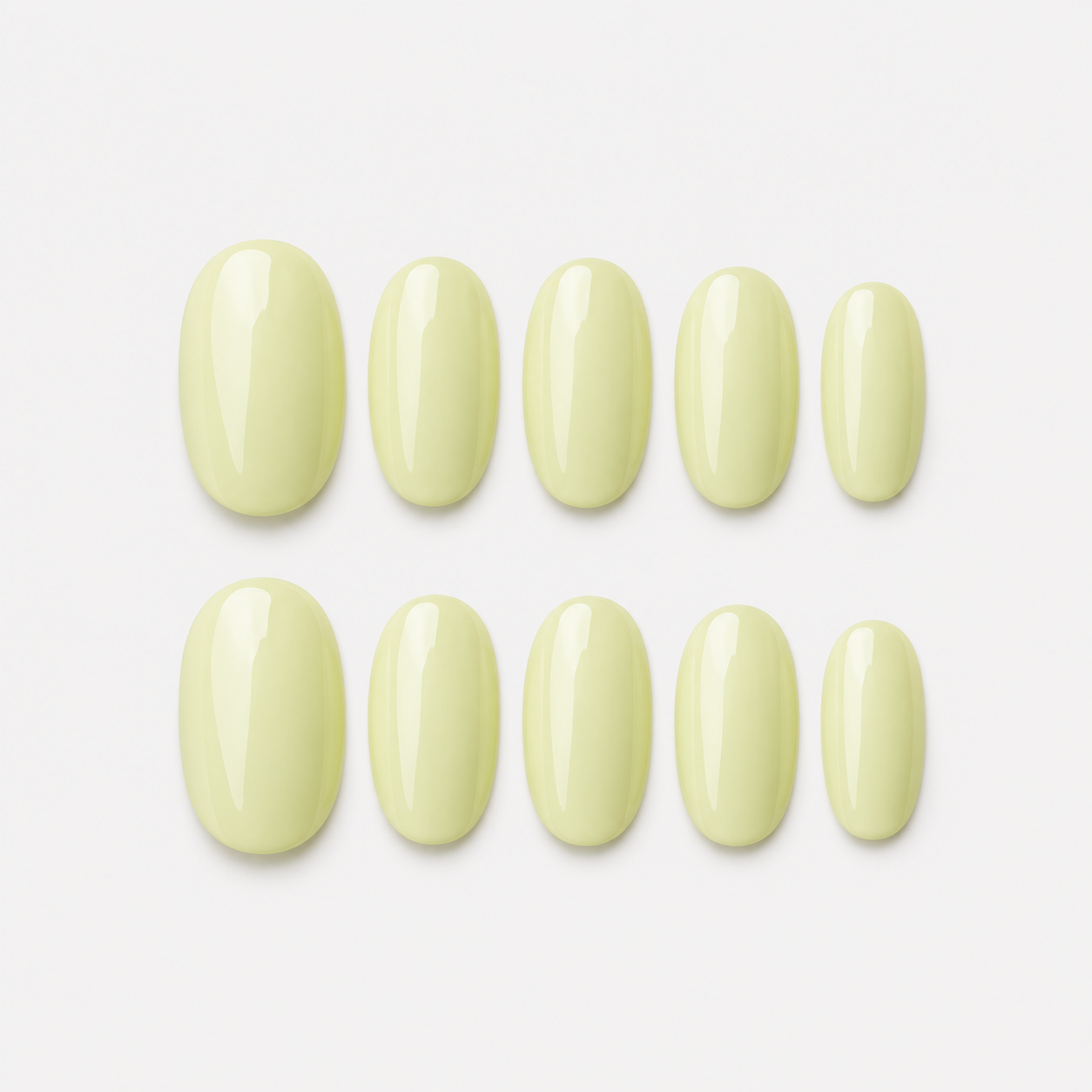 Sarı Kısa Oval El Yapımı Jel Takma Tırnak TT1220