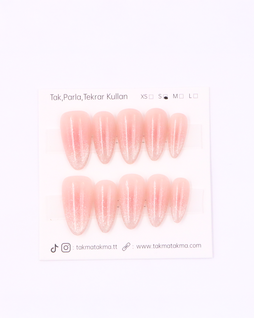 10'lu Ten Uzun Badem TT0942 Tekrar Kullanılabilir El Yapımı Protez Takma Tırnak