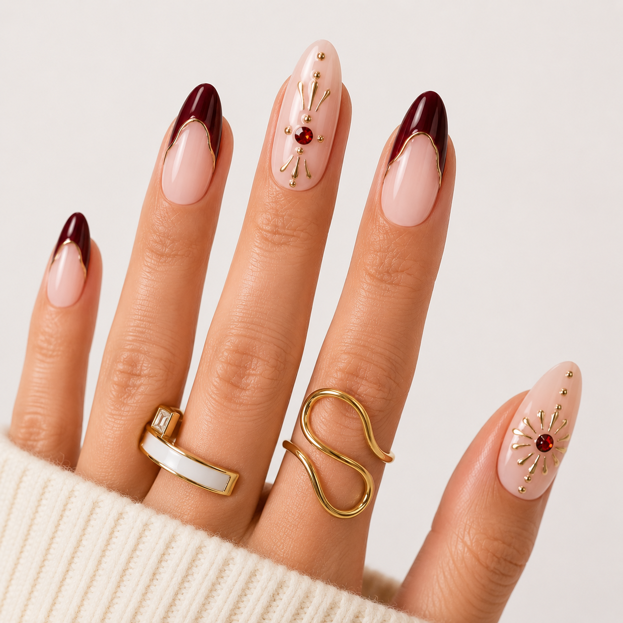 Nail Art Uzun Badem El Yapımı Jel Takma Tırnak UBD1527