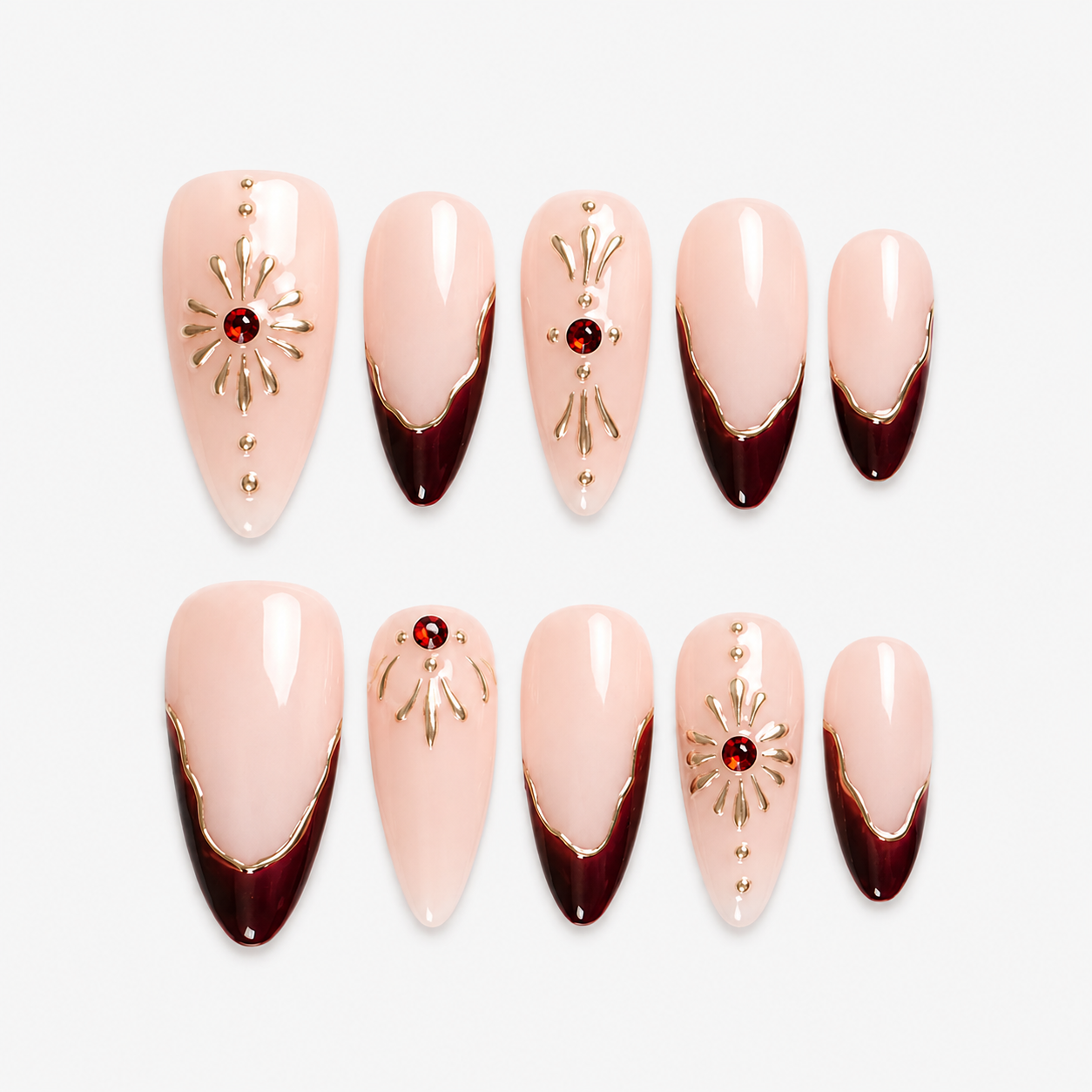 Nail Art Uzun Badem El Yapımı Jel Takma Tırnak UBD1527