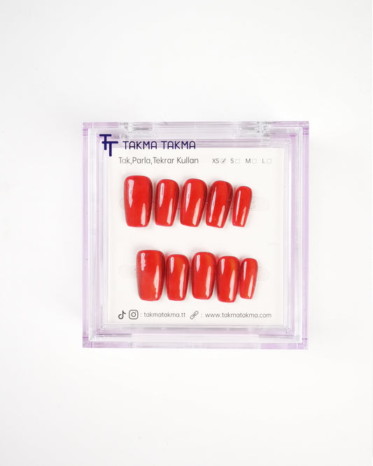 15'li Bordo Orta Balerin OBL1501 Tekrar Kullanılabilir El Yapımı Protez Takma Tırnak