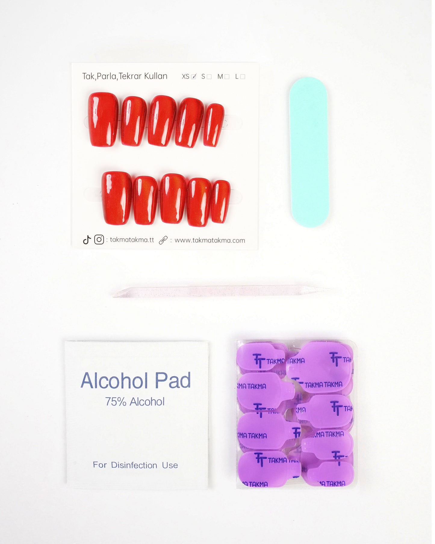 15'li Bordo Orta Balerin OBL1501 Tekrar Kullanılabilir El Yapımı Protez Takma Tırnak