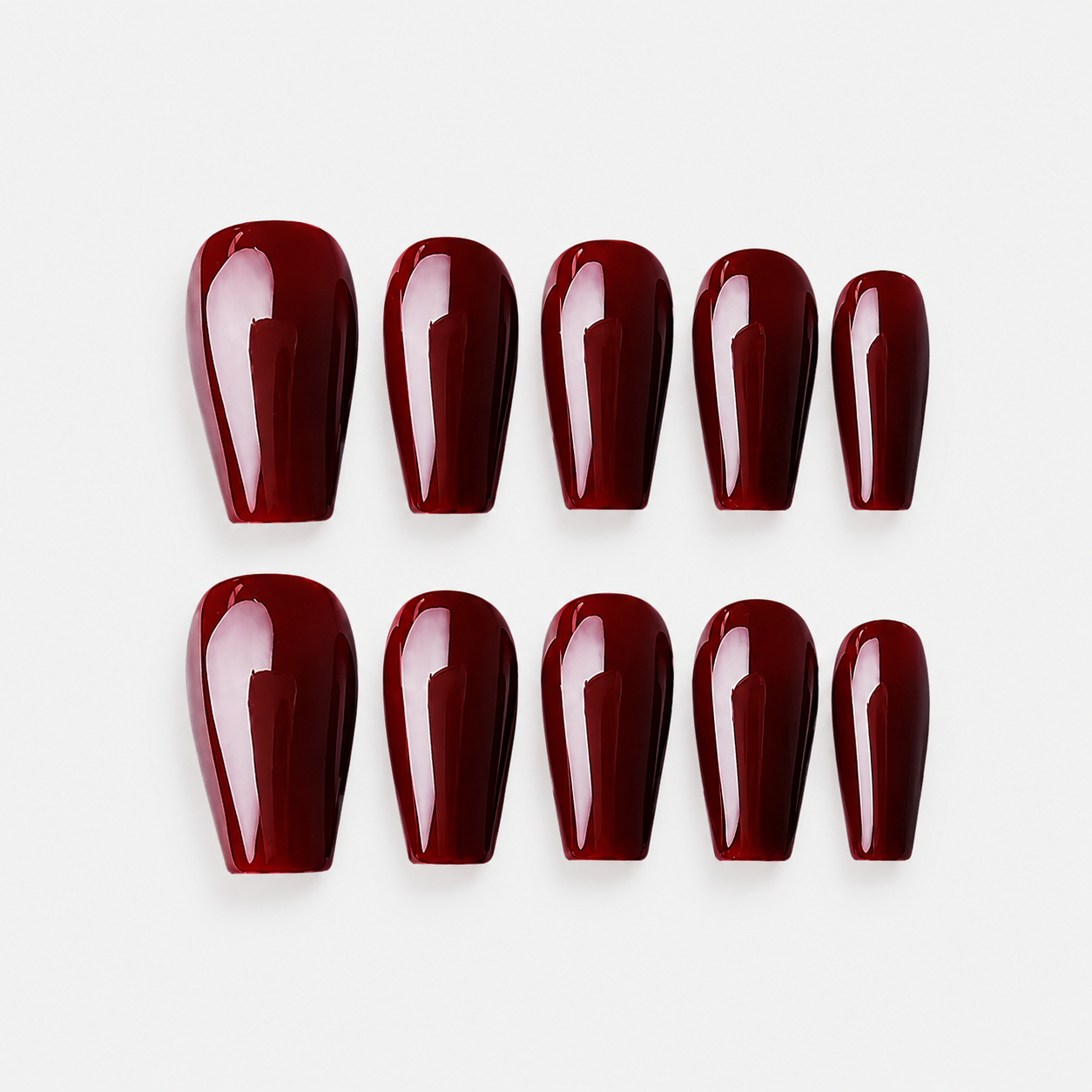 Bordo Orta Balerin El Yapımı Jel Takma Tırnak TT1419