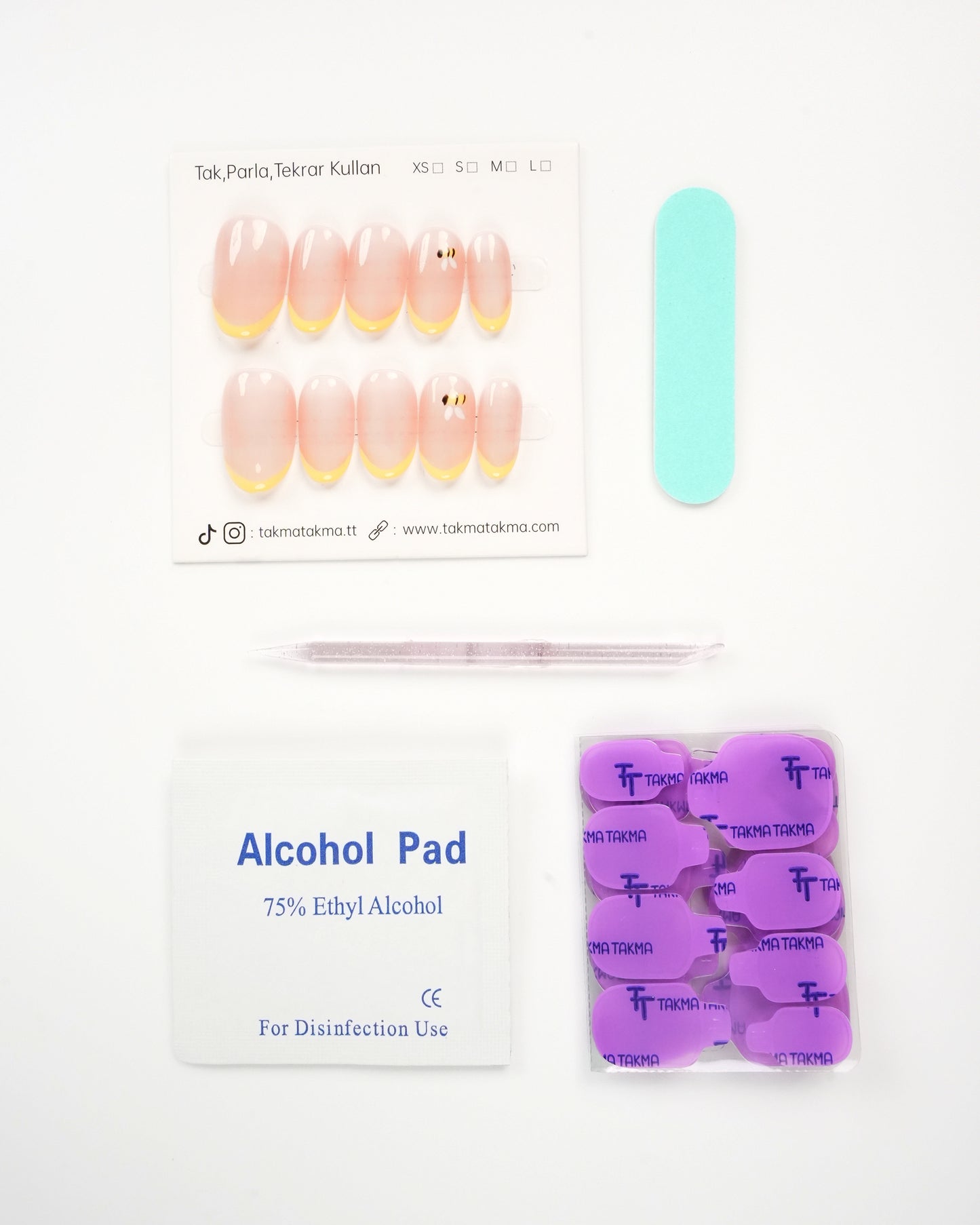 15'li Pembe Kısa Oval KOV1517 Tekrar Kullanılabilir El Yapımı Protez Takma Tırnak