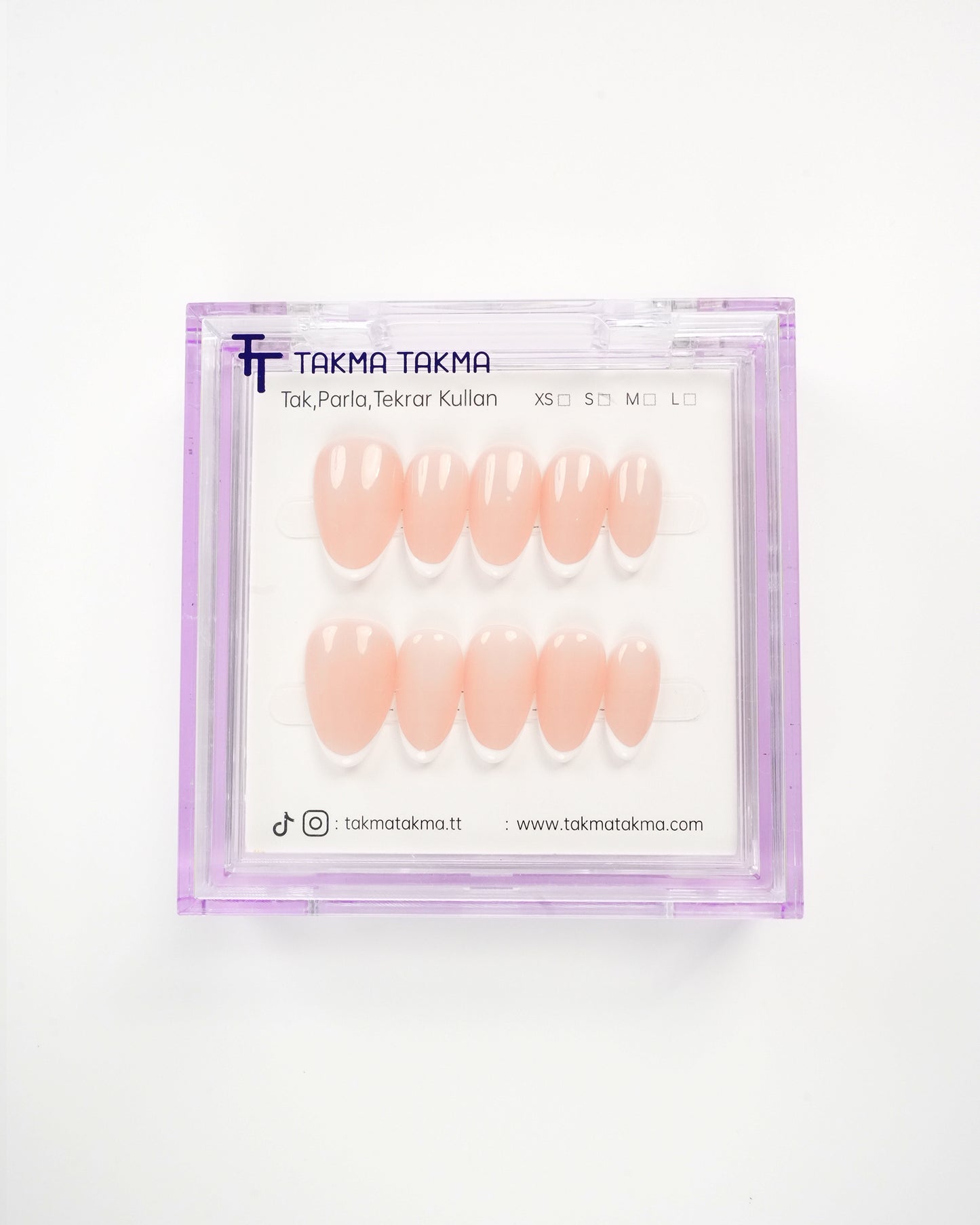 15'li Ten Kısa Badem KBD1533FI Tekrar Kullanılabilir El Yapımı Protez Takma Tırnak