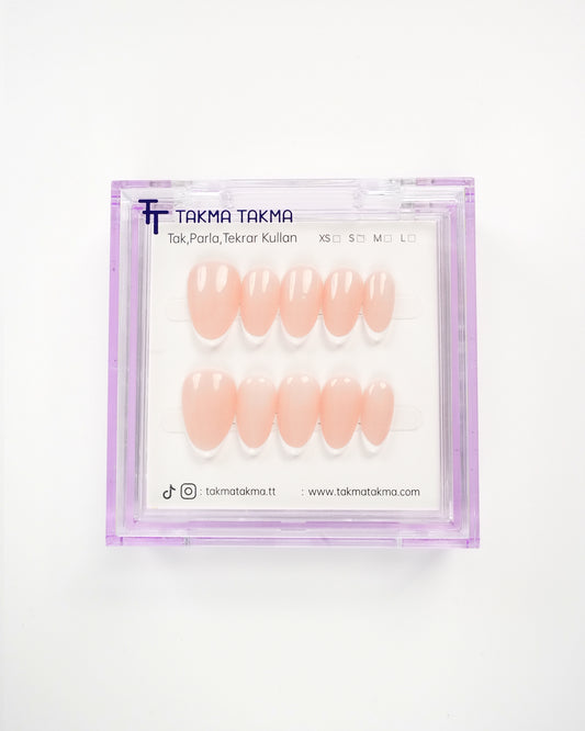 15'li Ten Kısa Badem KBD1533FI Tekrar Kullanılabilir El Yapımı Protez Takma Tırnak