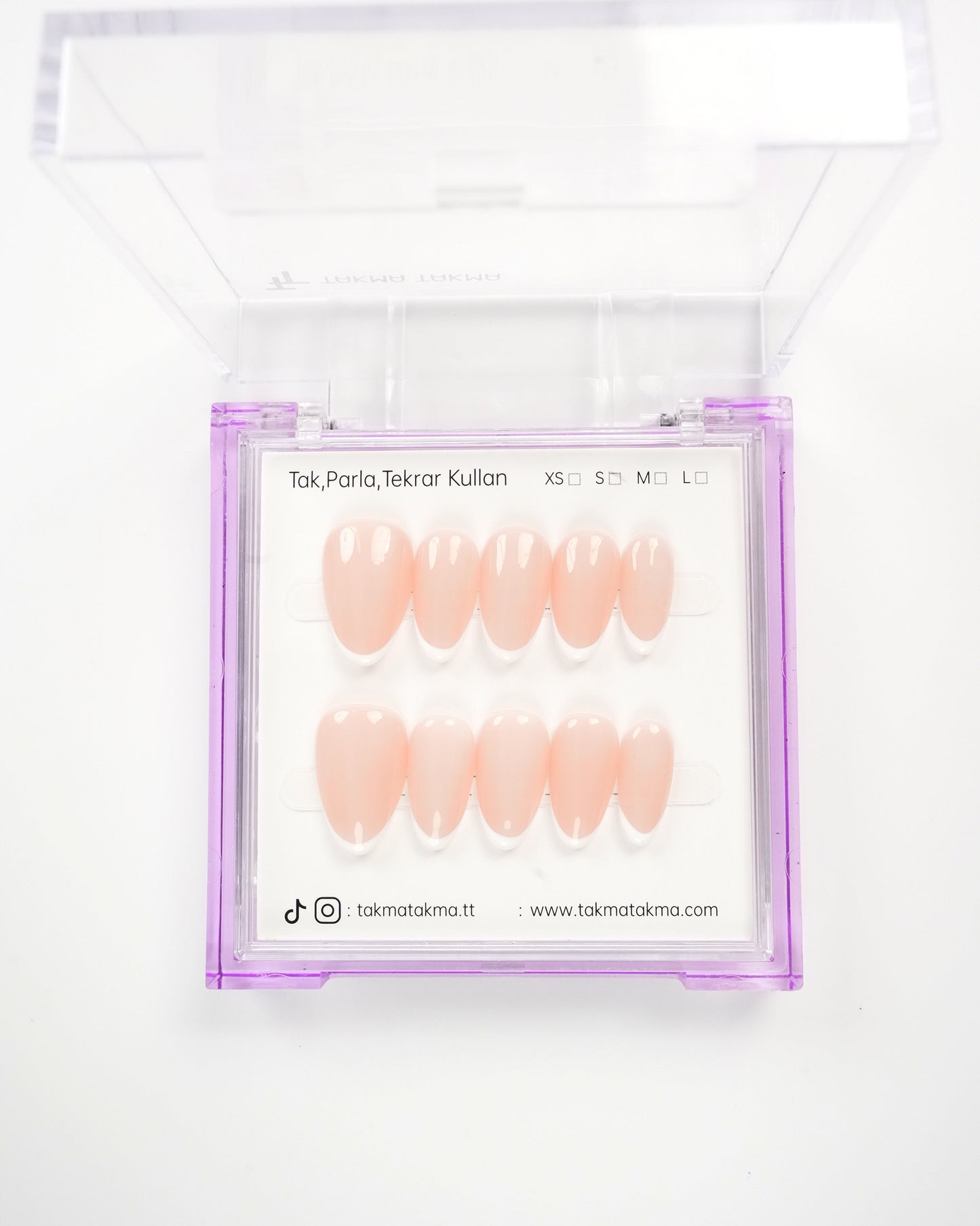 15'li Ten Kısa Badem KBD1533FI Tekrar Kullanılabilir El Yapımı Protez Takma Tırnak