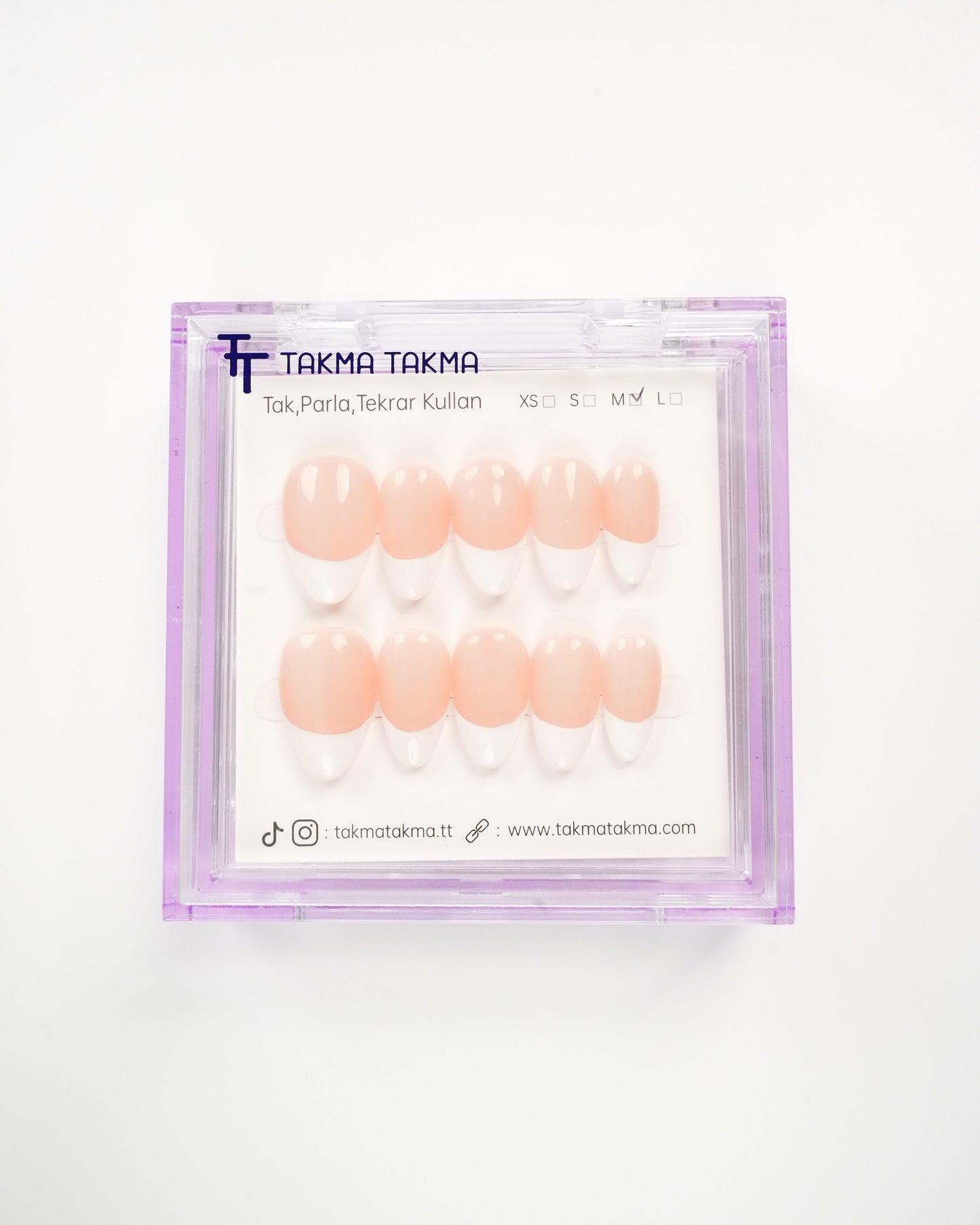 15'li Ten Kısa Badem KBDK1537FK 10'lu Tekrar Kullanılabilir El Yapımı Protez Takma Tırnak