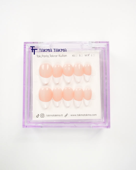 15'li Ten Kısa Badem KBDK1537FK 10'lu Tekrar Kullanılabilir El Yapımı Protez Takma Tırnak