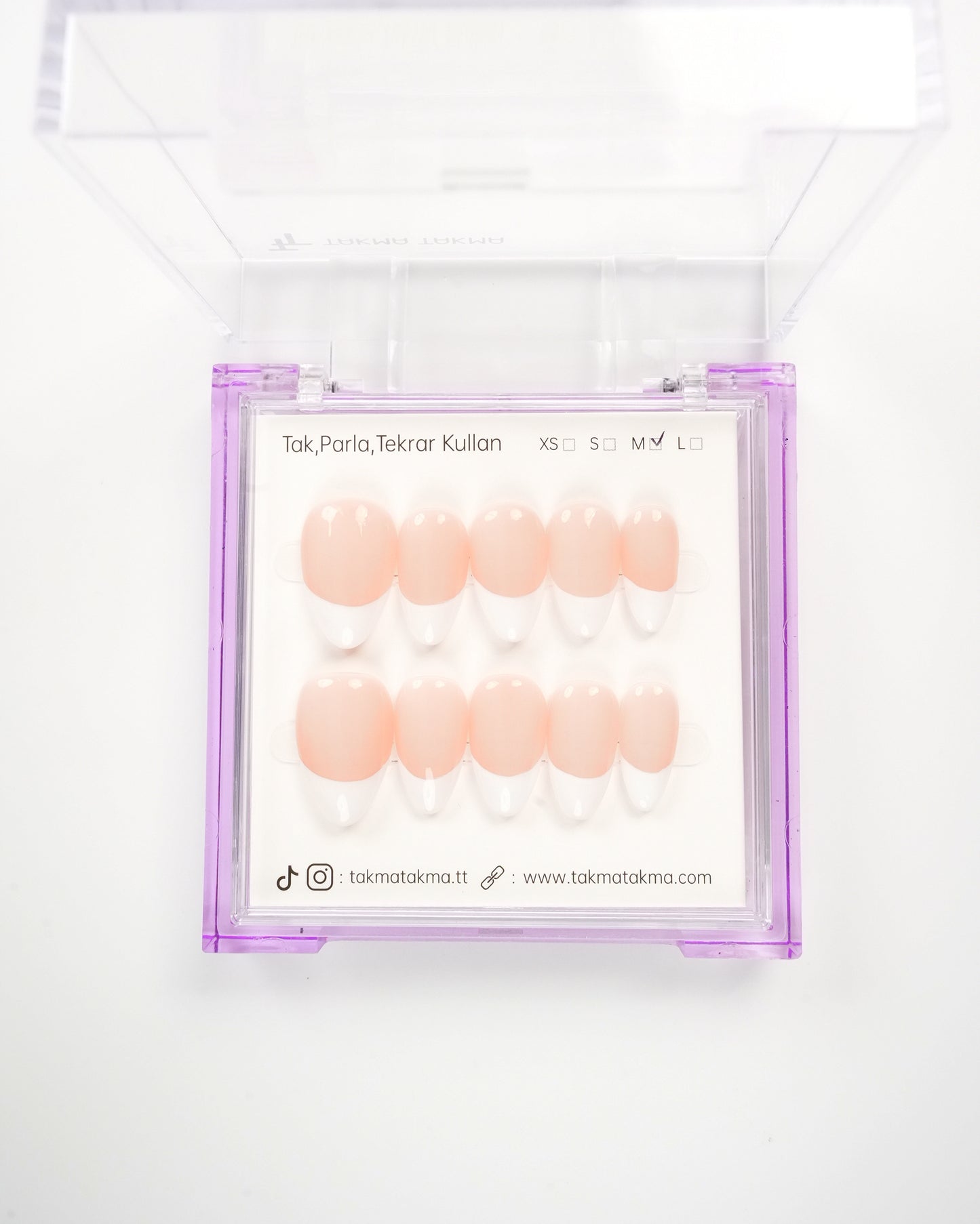 15'li Ten Kısa Badem KBDK1537FK 10'lu Tekrar Kullanılabilir El Yapımı Protez Takma Tırnak