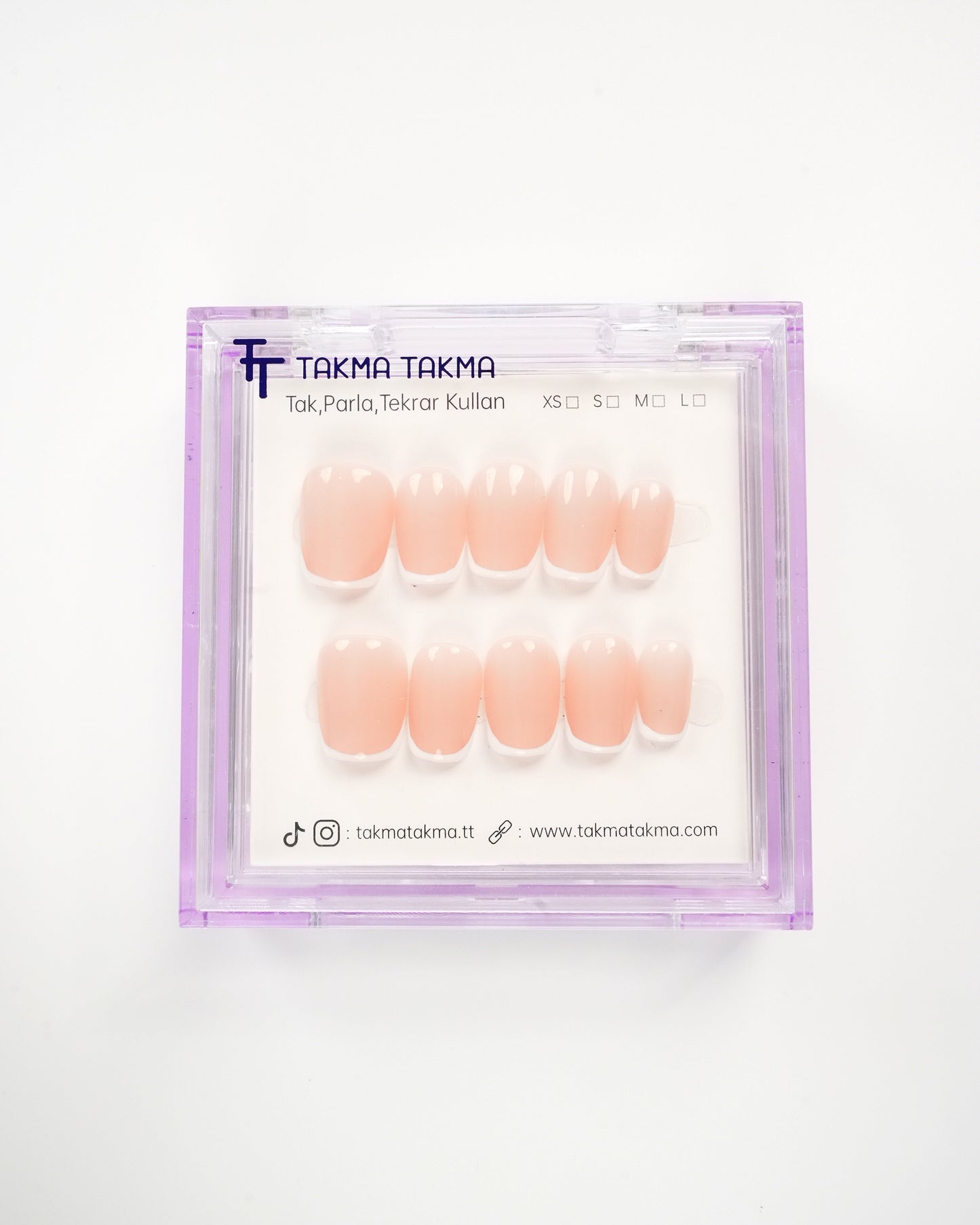 15'li Ten Rengi Kısa Balerin TT0575 Tekrar Kullanılabilir El Yapımı Protez Takma Tırnak