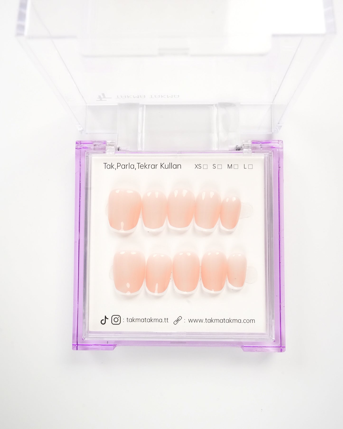 15'li Ten Rengi Kısa Balerin TT0575 Tekrar Kullanılabilir El Yapımı Protez Takma Tırnak