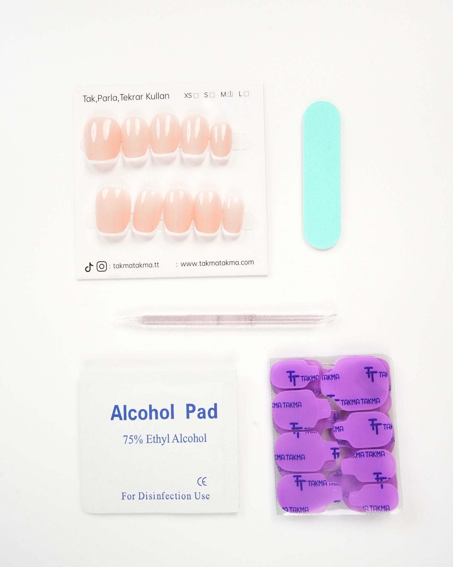 15'li Ten Rengi Kısa Balerin TT0575 Tekrar Kullanılabilir El Yapımı Protez Takma Tırnak