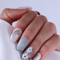 Takma Tırnak Mavi Nail Art Kısa Oval 10'lu Tekrar Kullanılabilir El Yapımı Protez Takma Tırnak