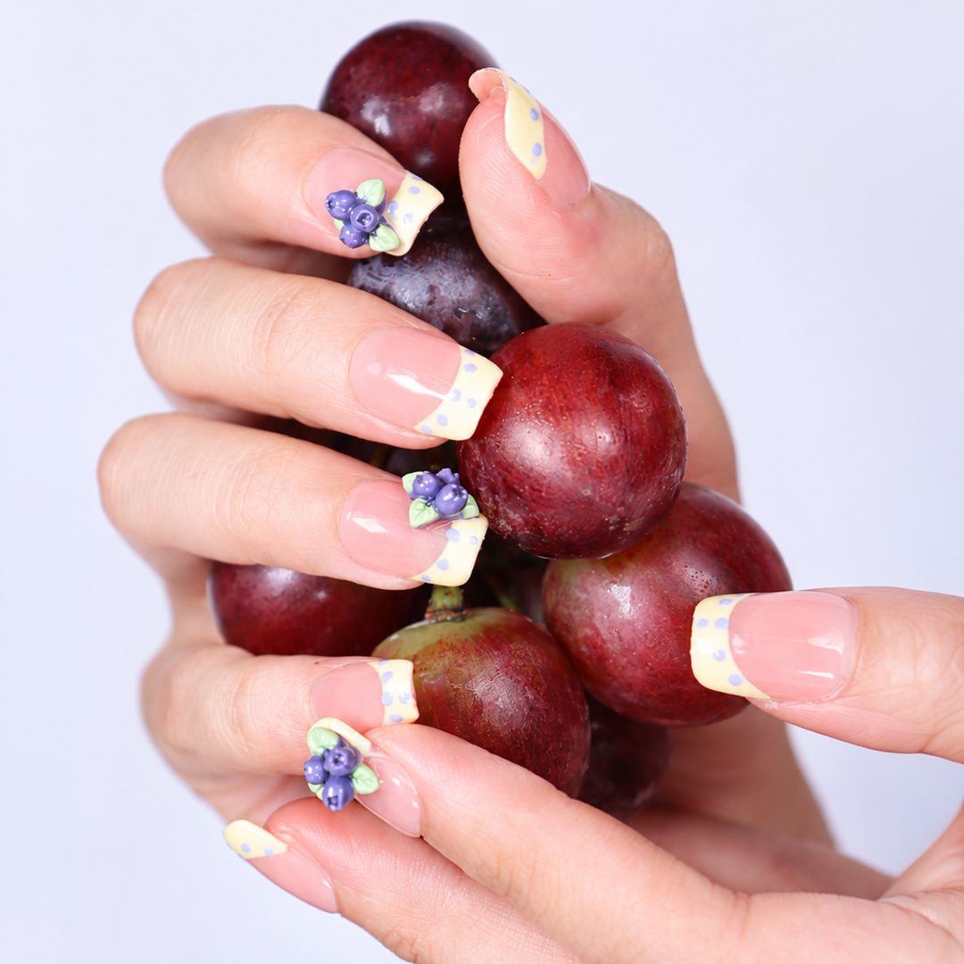 Sarı Nail Art Kısa Balerin El Yapımı Takma Tırnak KKBL-3541