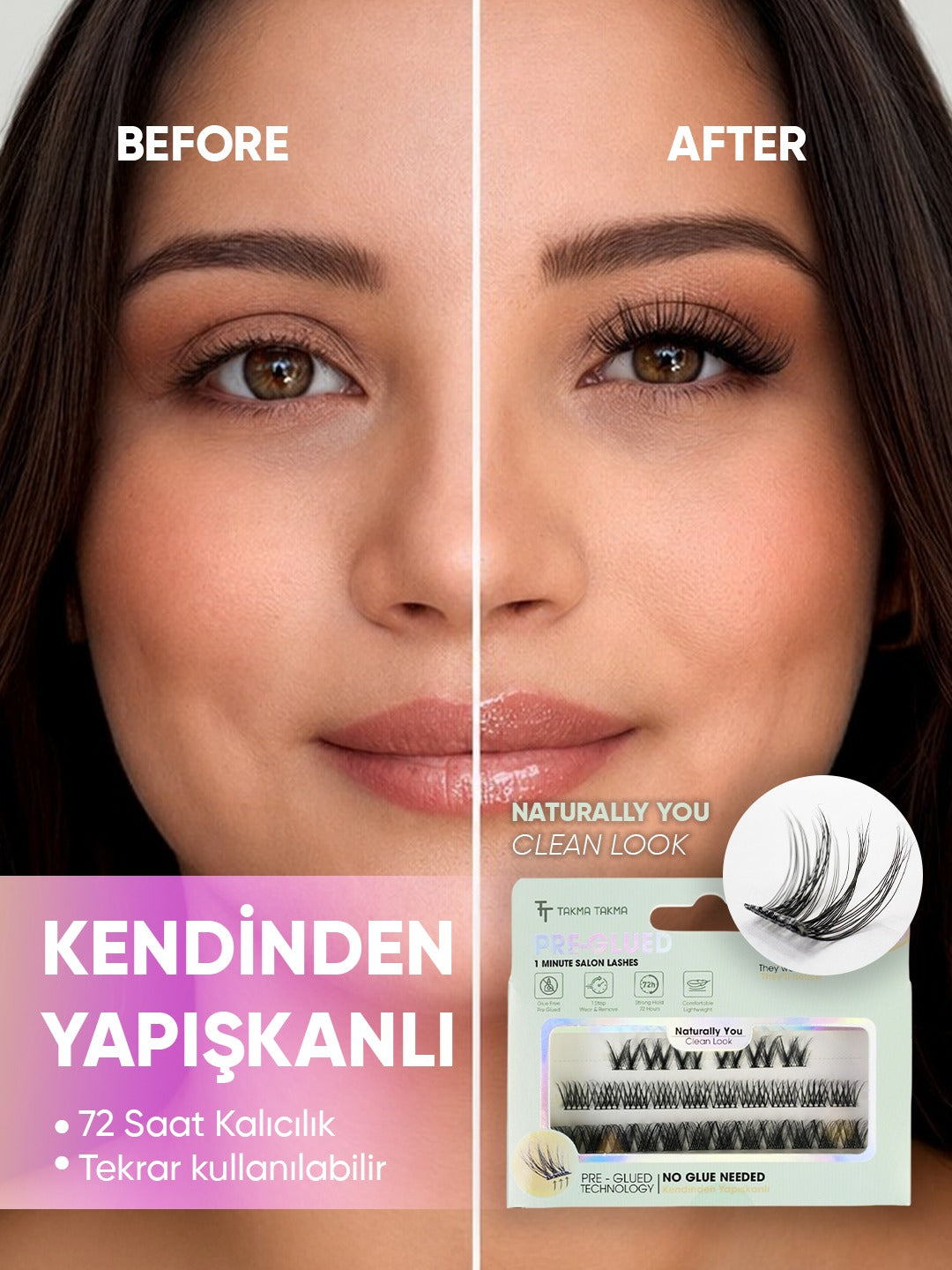 Takma Kirpik Kendinden Yapışkanlı - Clean Look - Naturally You  RG3CK0001
