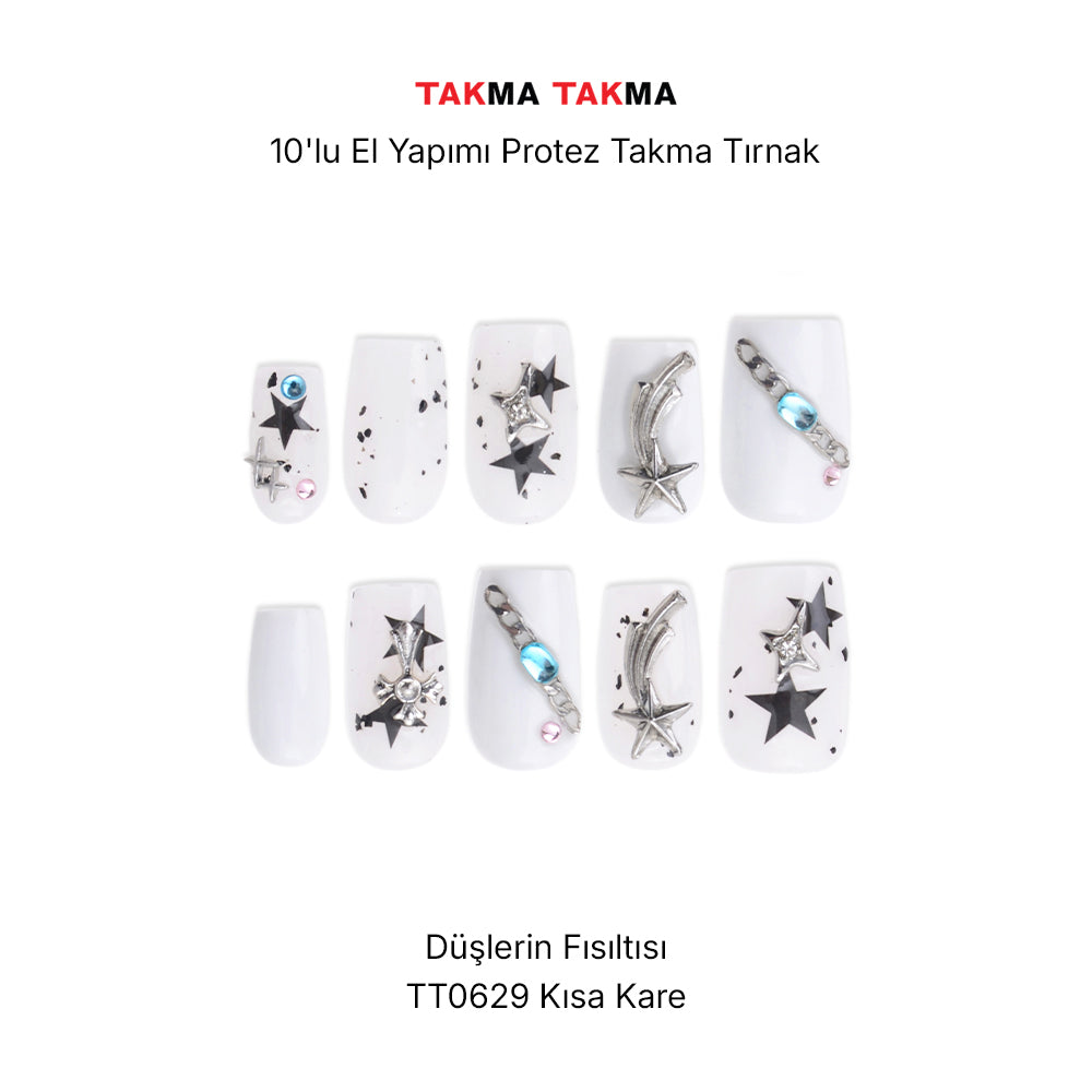 Takma Tırnak Tekrar Kullanılabilir El Yapımı Protez DüşlerinFısıltısı - 10'lu - TT0629