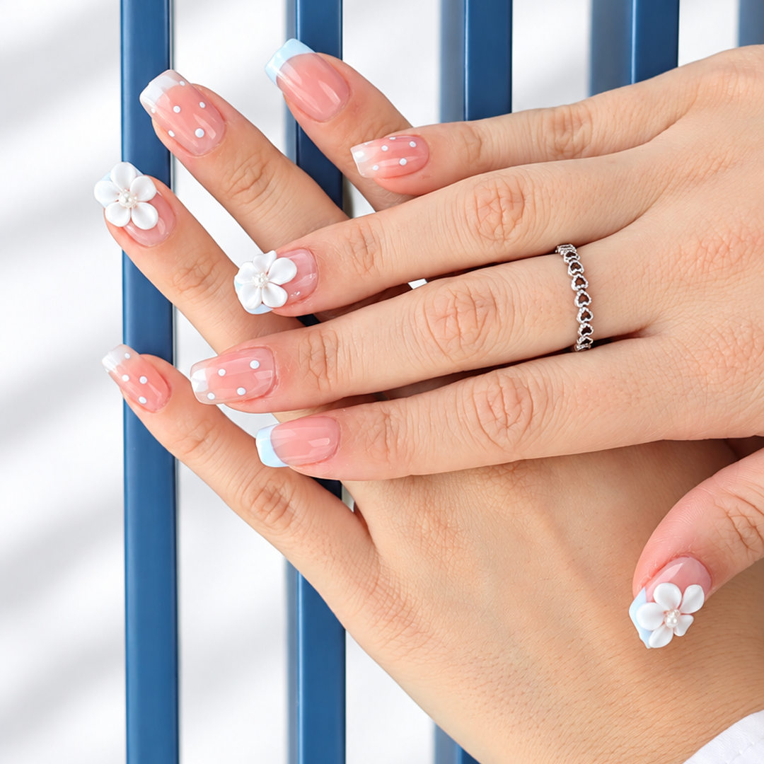 Renkli Nail Art Kısa Kare 10'lu Tekrar Kullanılabilir El Yapımı Protez Takma Tırnak EKKR-3553 – görsel 3