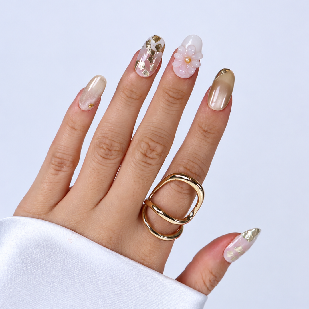Takma Tırnak Beyaz Nail Art Kısa Oval 10'lu Tekrar Kullanılabilir El Yapımı Protez Takma Tırnak EKOV3025