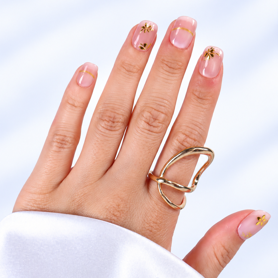 Pembe Nail Art Kısa Yuvarlark 10'lu Tekrar Kullanılabilir El Yapımı Protez Takma Tırnak EKYL-3524