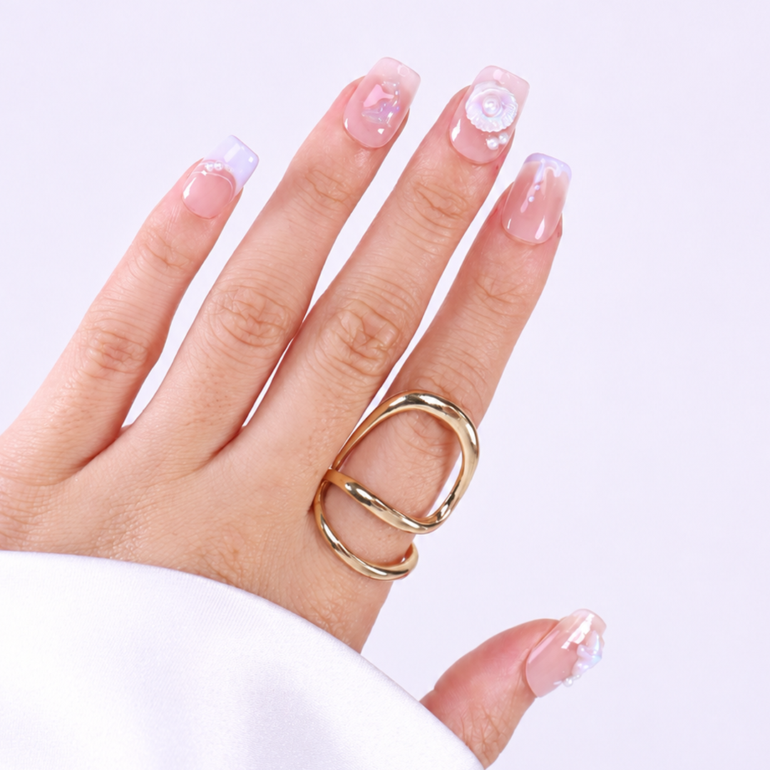 Takma Tırnak Ten Rengi Nail Art Orta Balerin - 10'lu Tekrar Kullanılabilir El Yapımı Protez Takma Tırnak EOBL-3517