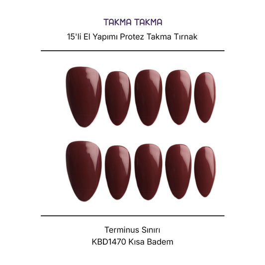 Tekrar Kullanılabilir El Yapımı Protez Takma Tırnak KBD1470 - 15'li