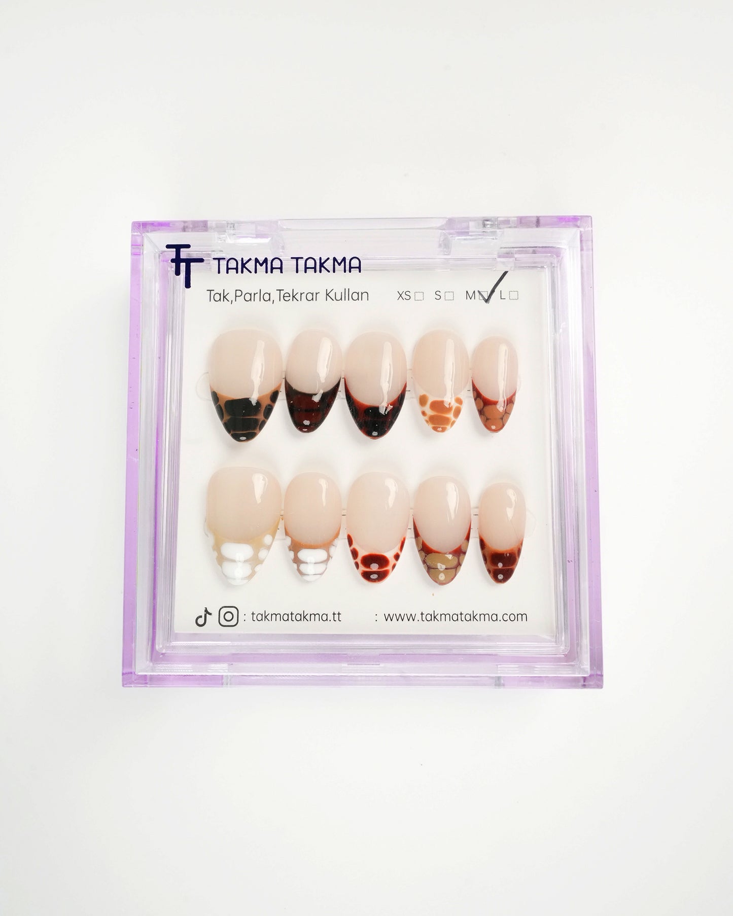 15'li Ten Rengi Kısa Badem KBD1511 Tekrar Kullanılabilir El Yapımı Protez Takma Tırnak