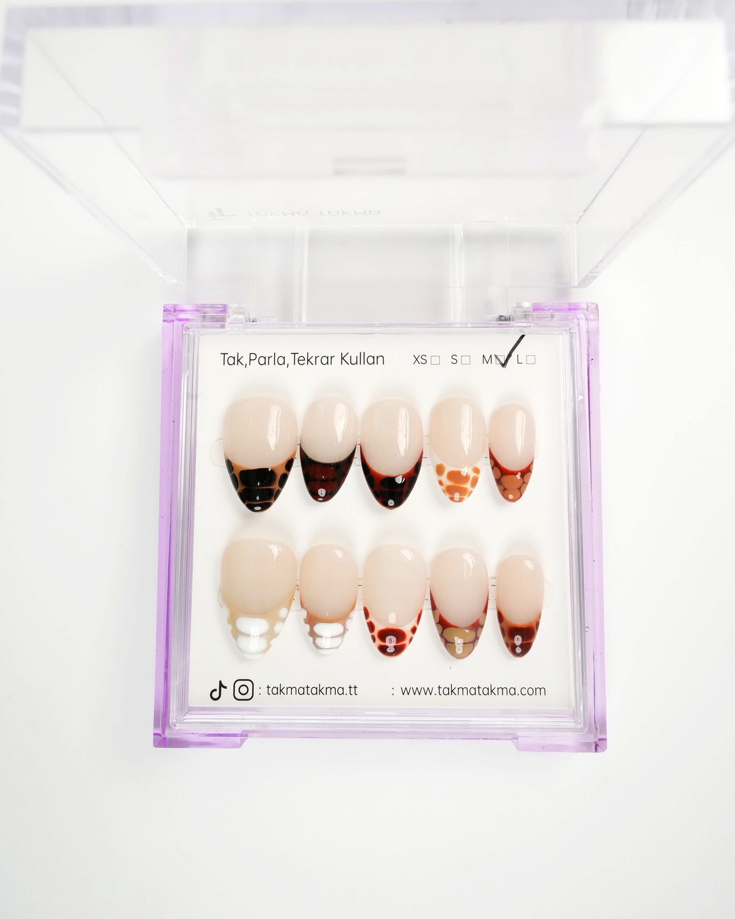 15'li Ten Rengi Kısa Badem KBD1511 Tekrar Kullanılabilir El Yapımı Protez Takma Tırnak