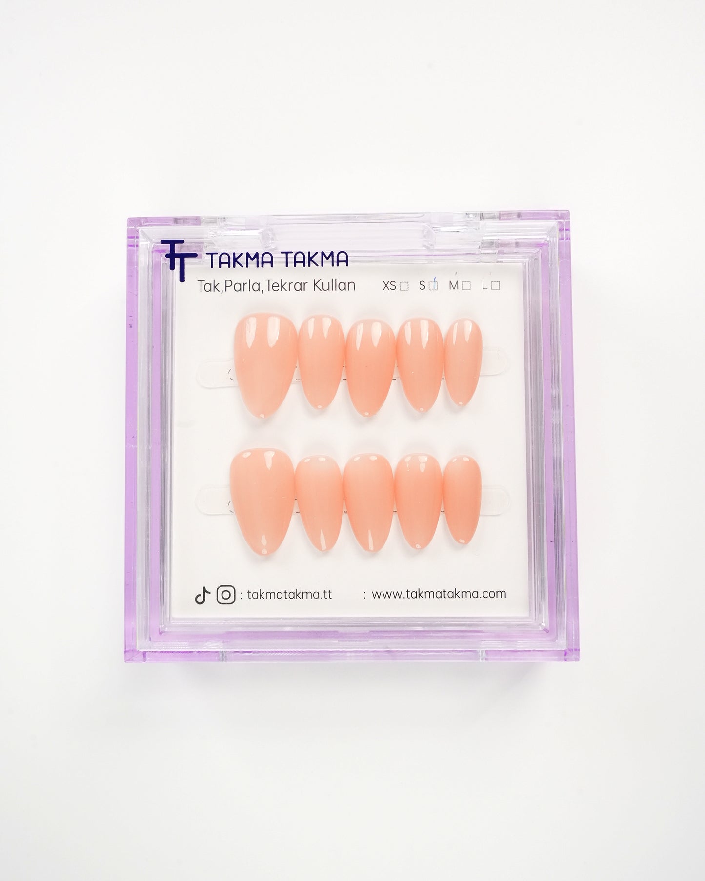 15'li Ten Kısa Badem KBD1547 Tekrar Kullanılabilir El Yapımı Protez Takma Tırnak