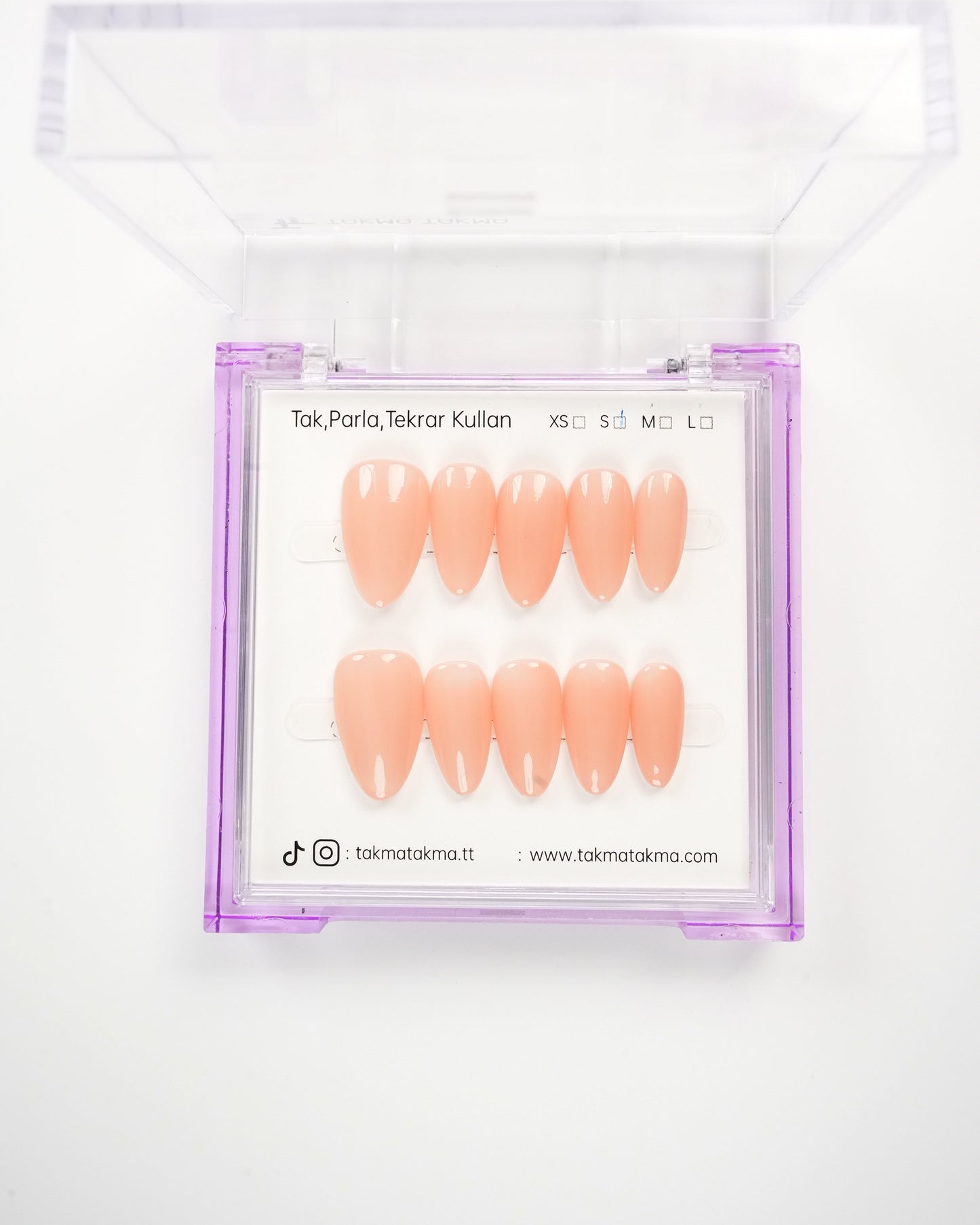 15'li Ten Kısa Badem KBD1547 Tekrar Kullanılabilir El Yapımı Protez Takma Tırnak