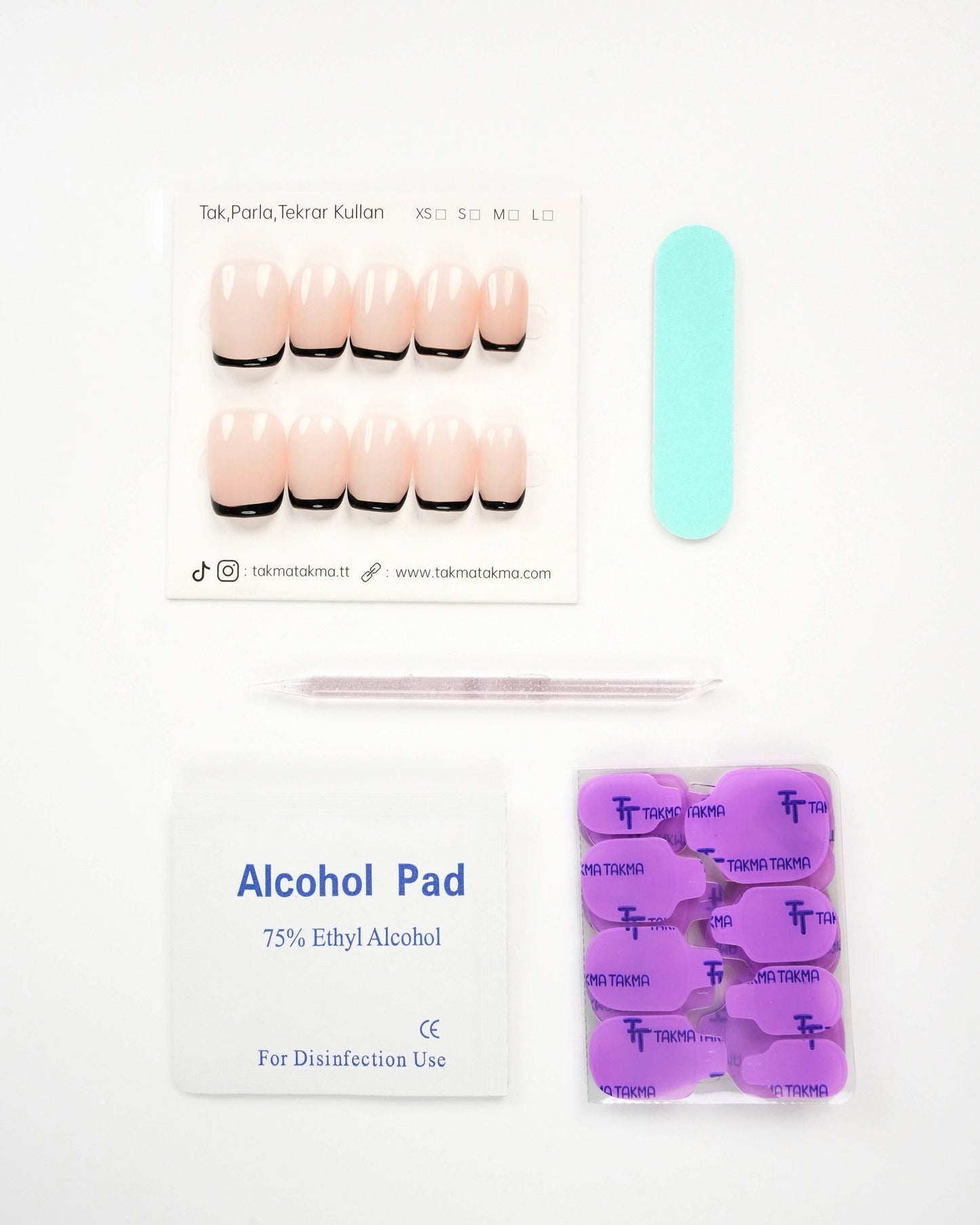 15'li Ten Kısa Balerin KBL1510 Tekrar Kullanılabilir El Yapımı Protez Takma Tırnak