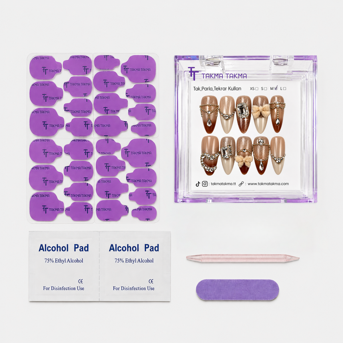 Kahveringi Nail Artı Extra Extra Extra KEEE1616 10'lu Tekrar Kullanılabilir El Yapımı Protez Takma Tırnak