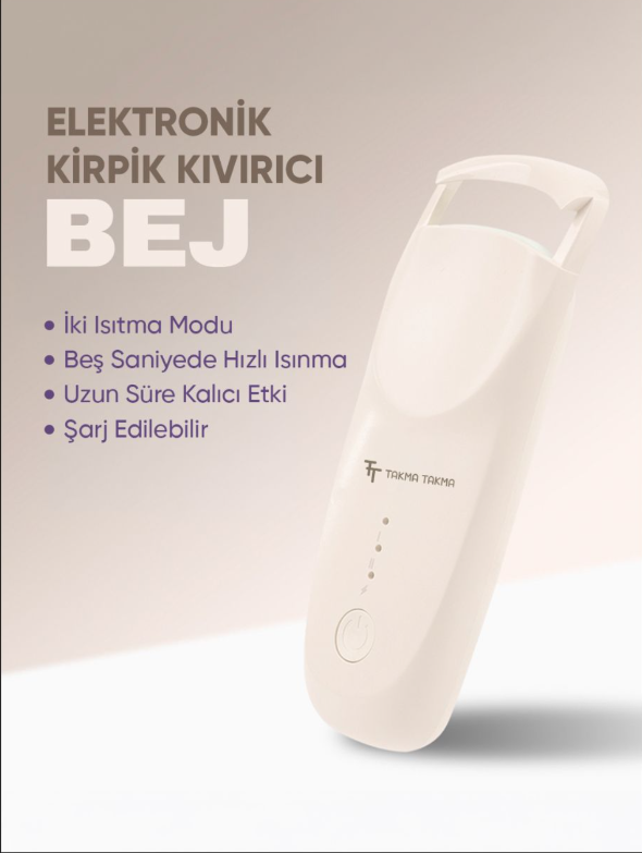 Kirpik Kıvırıcı Kirpik Şekillendirici Elektronik Isıtmalı Şarjlı – 2 Isıtma Modlu, 5 Saniyede Hızlı Isınma, Uzun Süre Kalıcı Etki, Şarj Edilebilir Bej EKCB