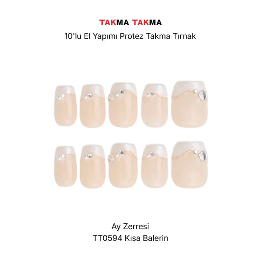 Tekrar Kullanılabilir El Yapımı Protez Takma Tırnak Glitter Grace - 10'lu TT0594
