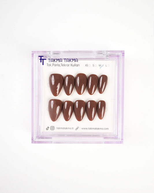 KKBD1760 Kısa Badem 15'li Tekrar Kullanılabilir El Yapımı Protez Takma Tırnak