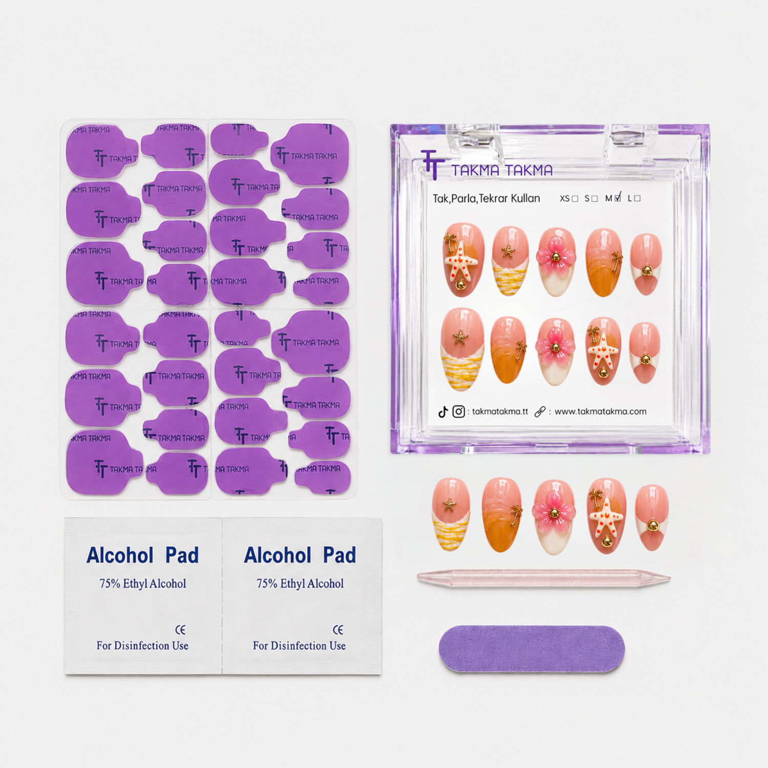 Sarı Nail Art Kısa Badem El Yapımı Jel Tırnak KKBD1785