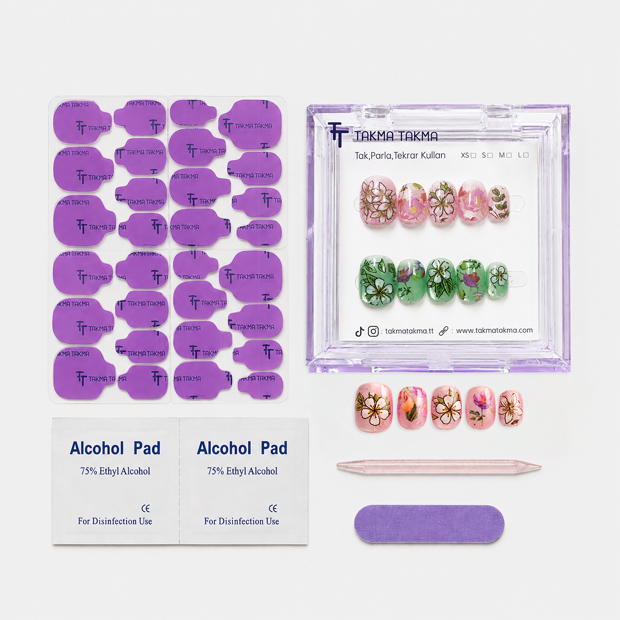 Renkli Nail Art Kısa Oval El Yapımı Jel Takma Tırnak KKBD1788