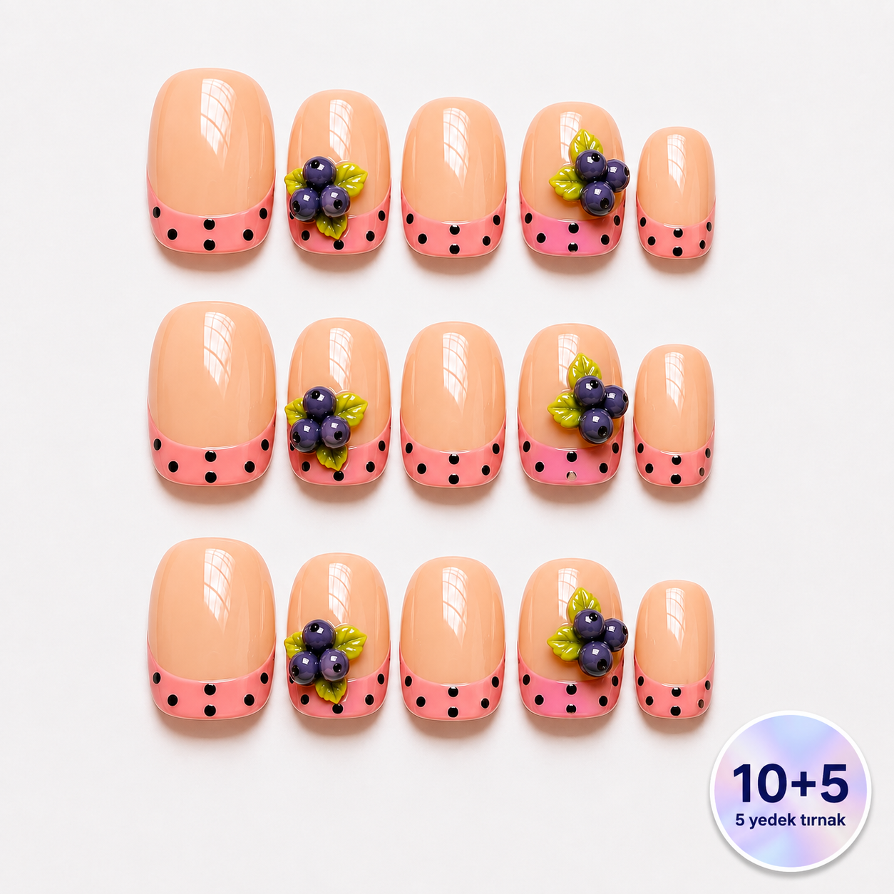 Pembe Nail Art Kısa Balerin El Yapımı Jel Tırnak KKBL-3542
