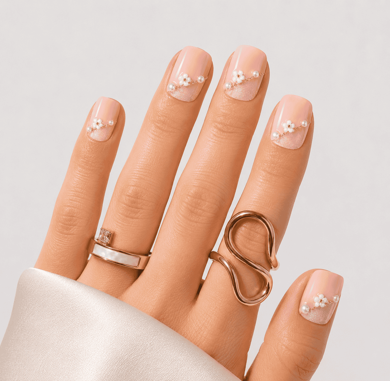 Ten Rengi Nail Art Kısa Kare El Yapımı Jel Takma Tırnak KKKR-3503