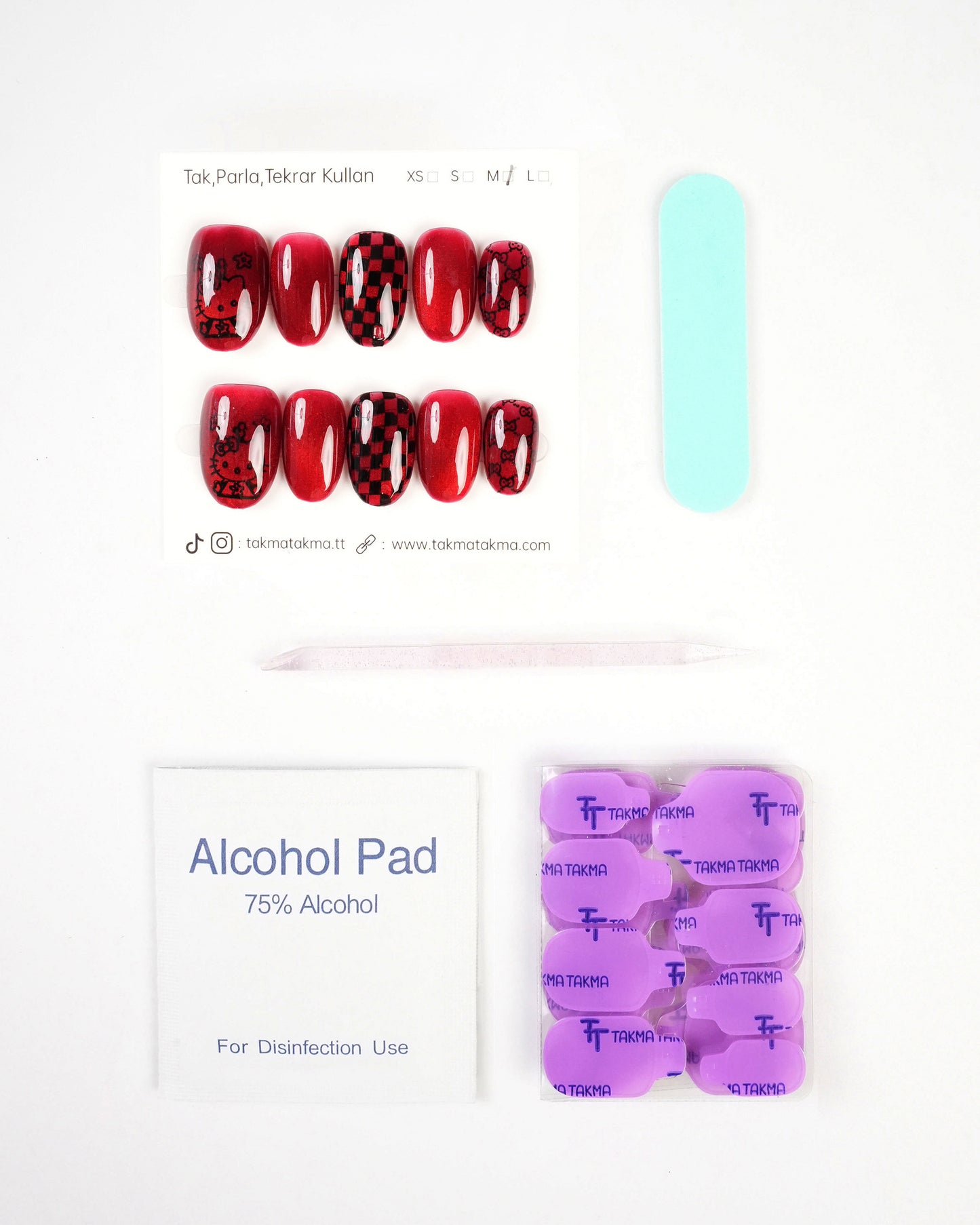 KKOV1626 Kısa Oval 15'li Tekrar Kullanılabilir El Yapımı Protez Takma Tırnak