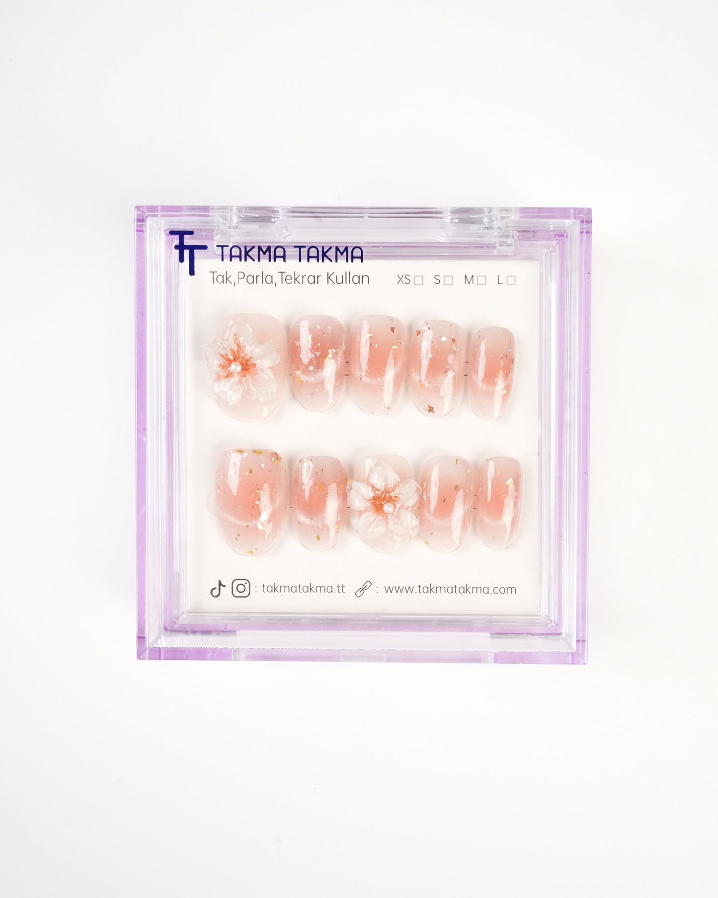 KKOV1629 Pembe Kısa Oval 15'li Tekrar Kullanılabilir El Yapımı Protez Takma Tırnak