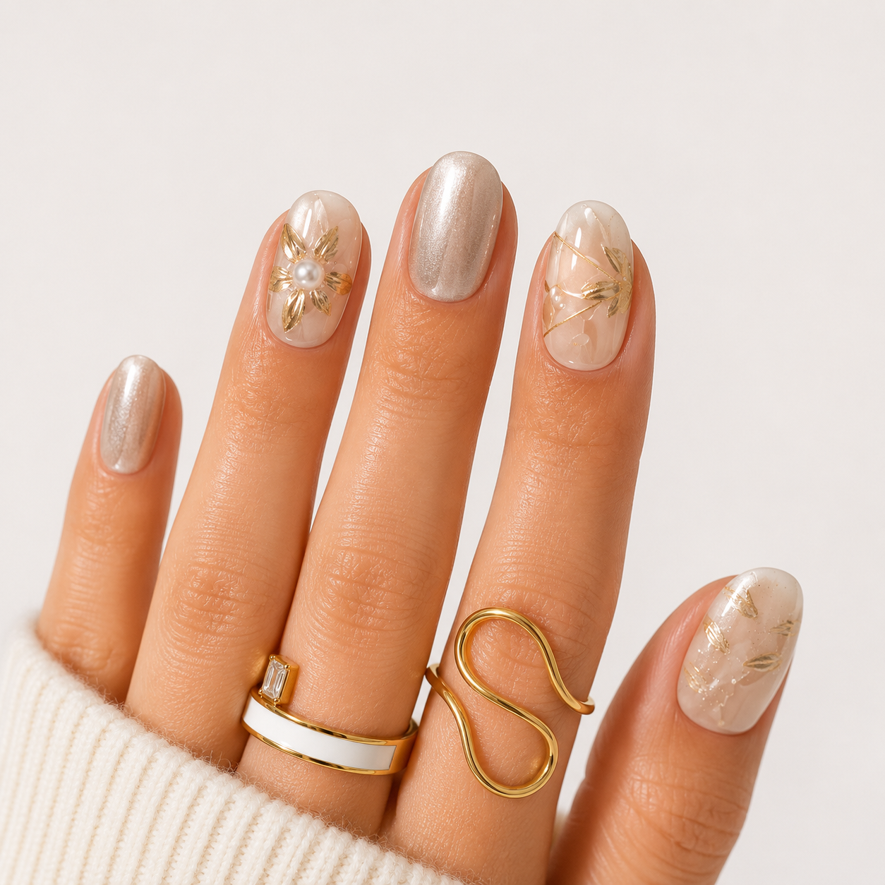 Nail Art Kısa Oval El Yapımı Jel Takma Tırnak KKOV1630