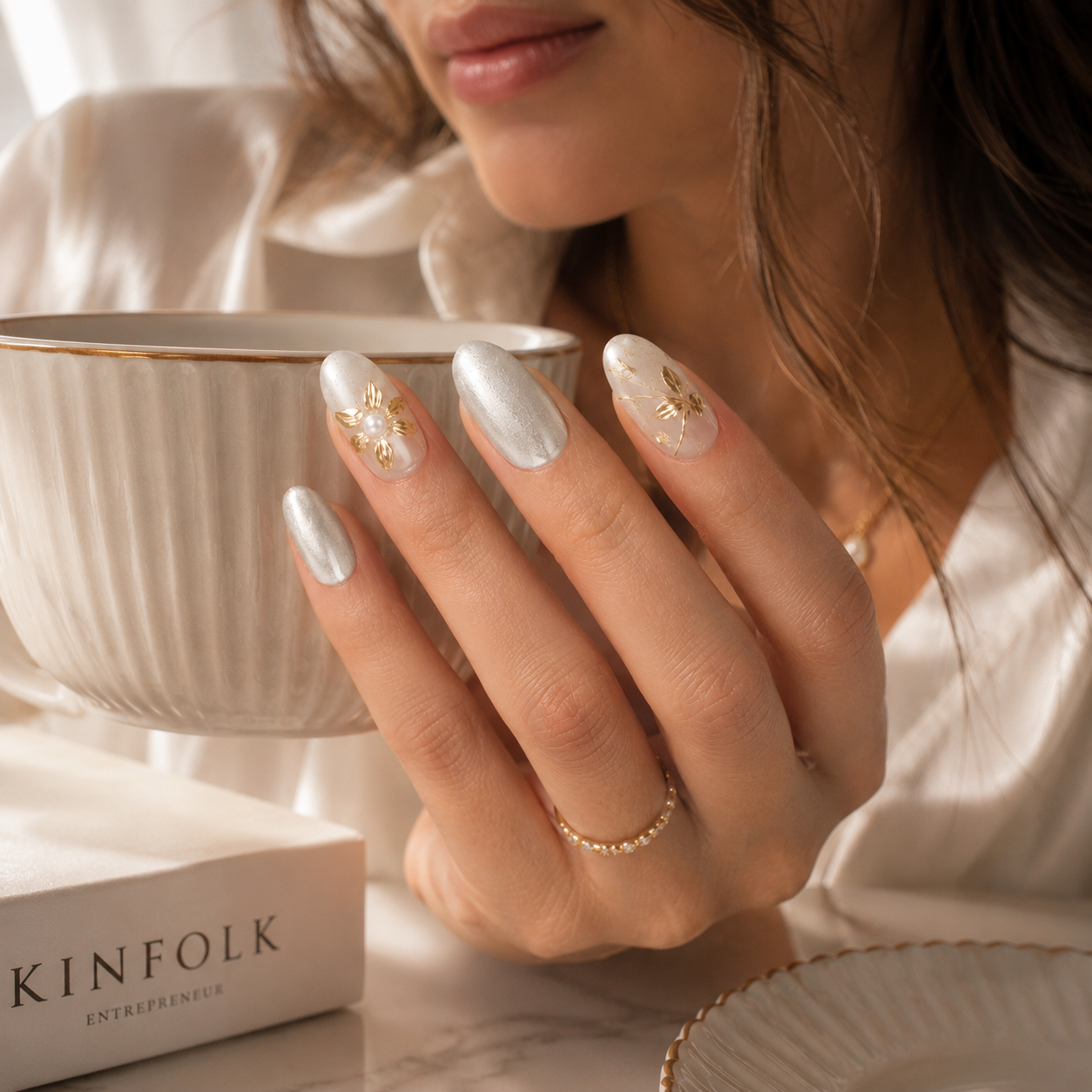 Nail Art Kısa Oval El Yapımı Jel Takma Tırnak KKOV1630